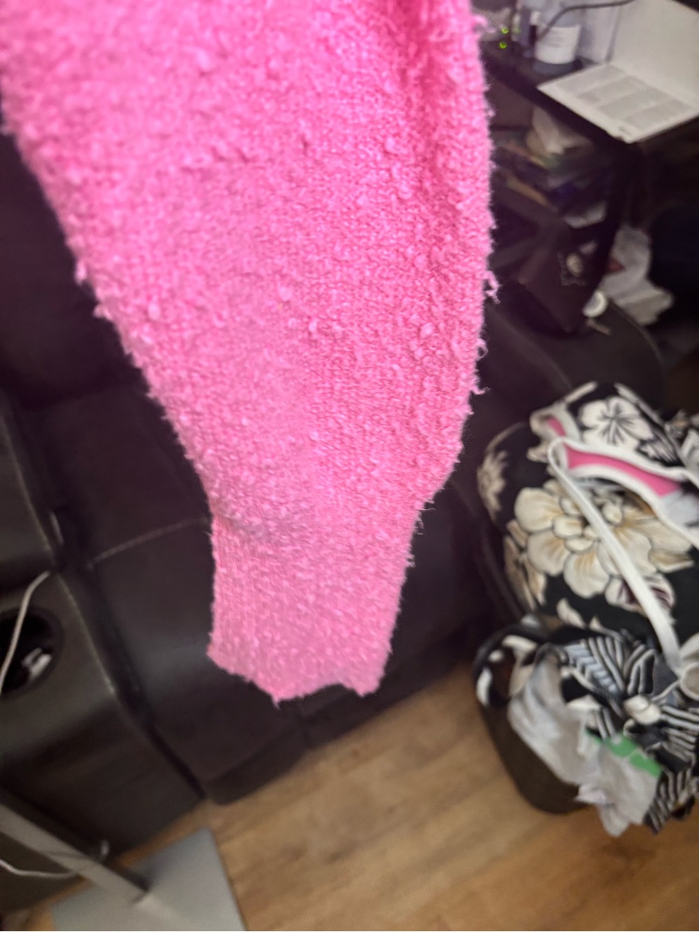 Free People Pink Button-Front Bouclé Cardigan - Picture 4 of 6